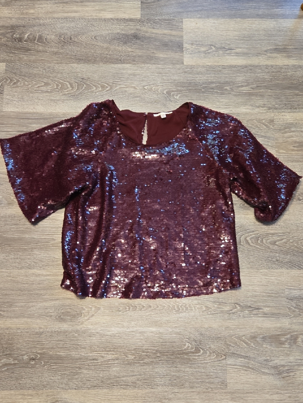 Burgundy Full Sequined Top Sz Small